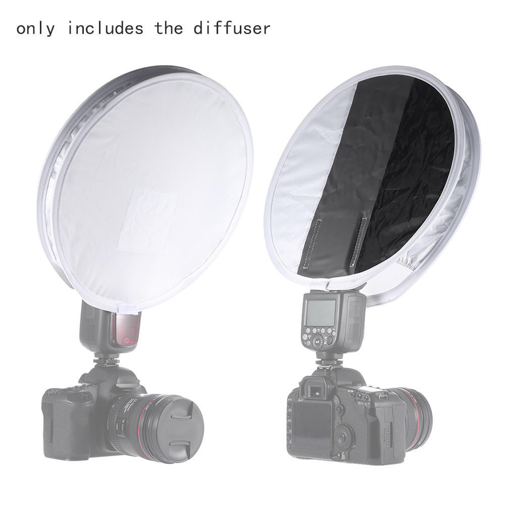 Multifunctional 12in 31cm Mini Portable Round On camera Flash Speedlite Diffuser Softbox with White Grey Black Color