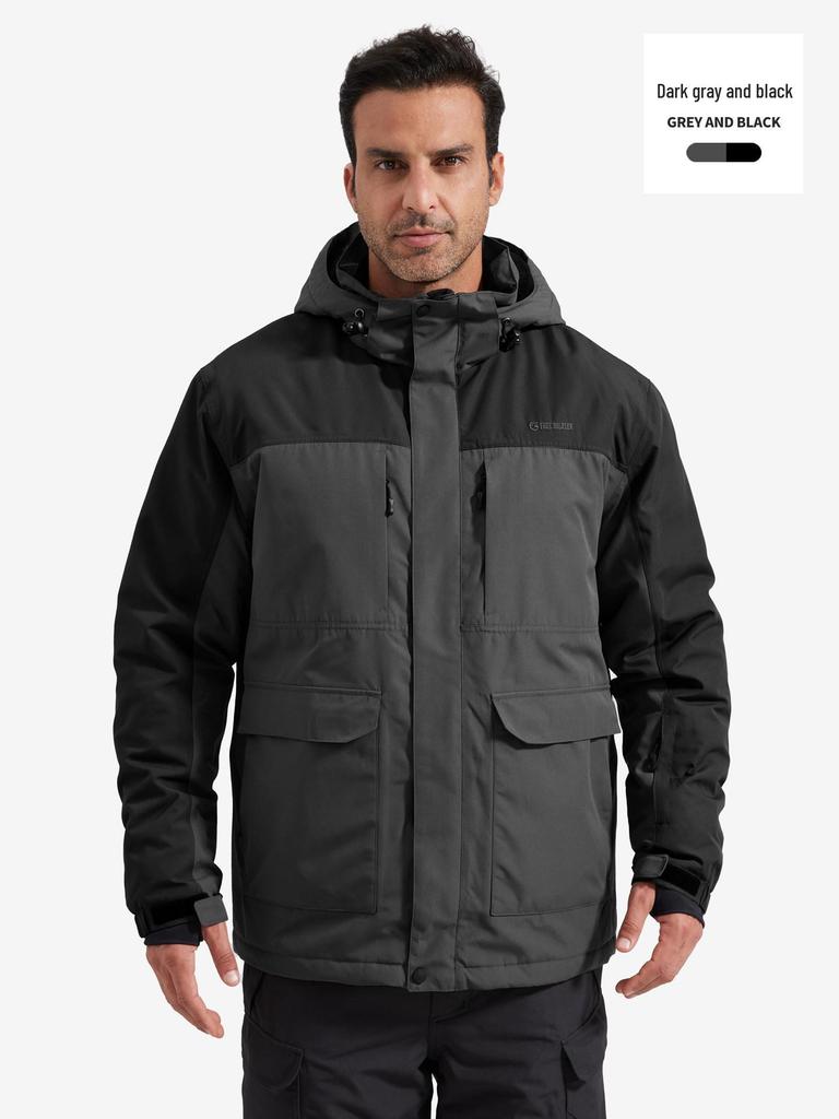Men's Free Soldier Waterproof Breathable Ski Suit: Seam-Sealed, Professional Cotton Jacket for Outdoor Snowboarding and Skiing