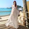 Sexy Backless Bead Hanging Neck  Holiday Dress Beach Photography Fairy Style Asymmetrical Long Dress for Women Clothing