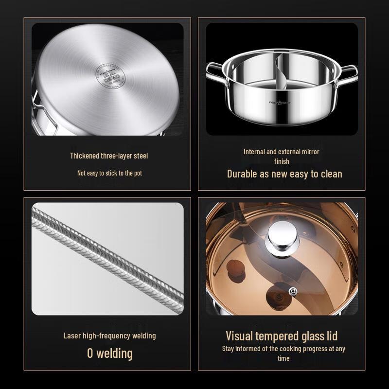 JINGRX 304 Stainless Steel Induction Hot Pot