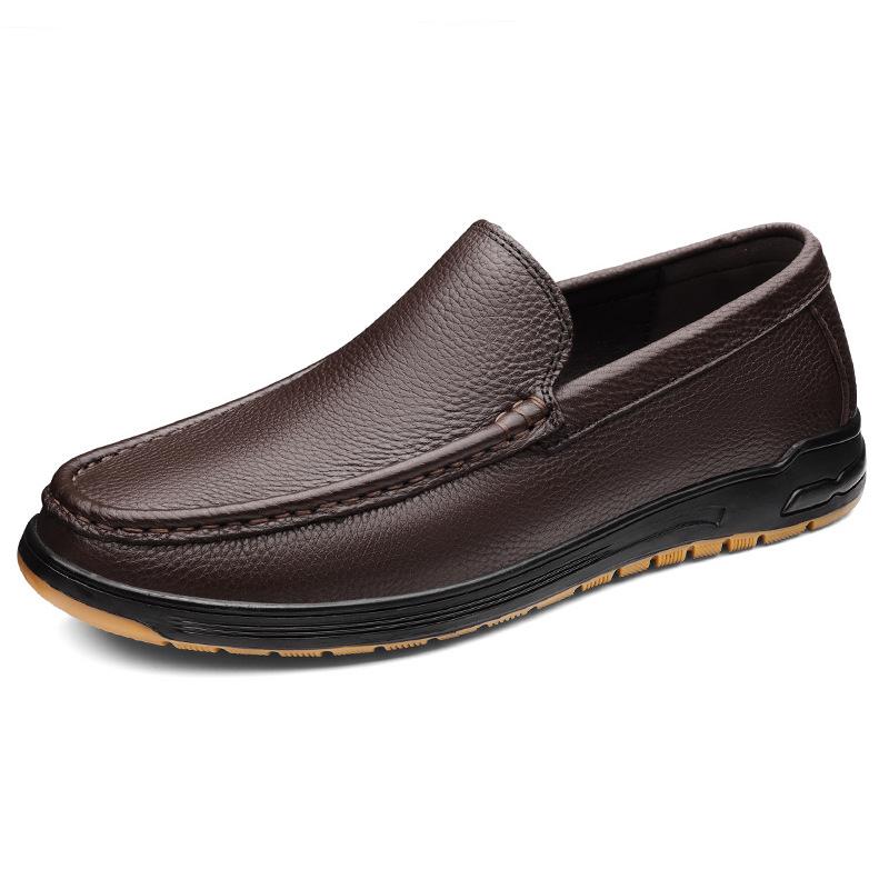 

Мужские кожаные туфли весна новая обувь Doudou мужские однослойные кожаные накладки для ног модная обувь на одной педали повседневные кожаные туфли мужские туфли для вождения 44 коричневый