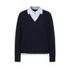 Jiuzi Annacole MIU Series Preppy Lapel Faux Two-Piece Knit Sweater