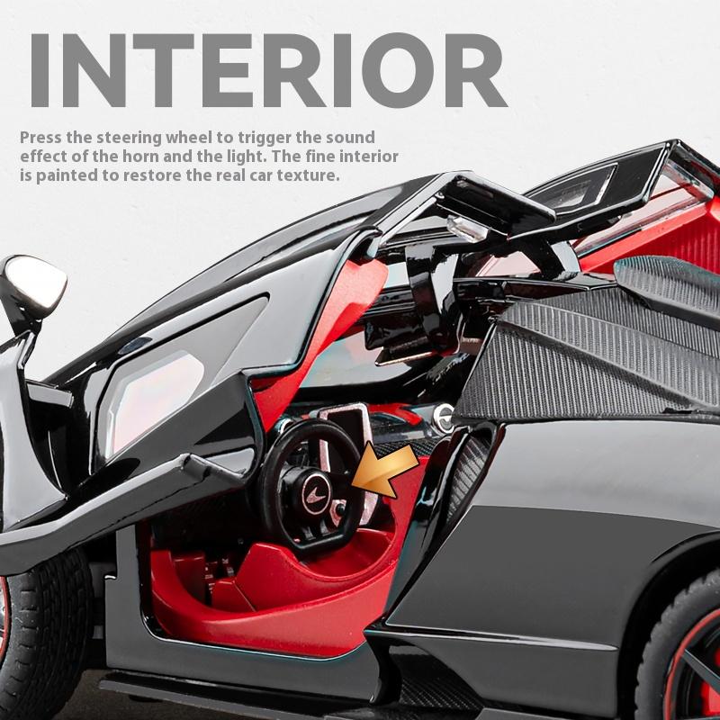 1/24 Scale Mclaren Senna Super Sports Mini GT Alloy Diecast Model Vehicle Simulation Sound & Light Birthday Gifts Box for Boyfriend