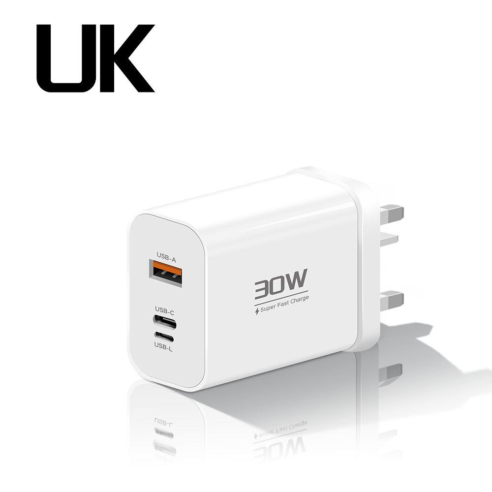 30W USB Type C Travel Charger For iPhone iPad Samsung Xiaomi Tablet Laptop Universal USB-C Fast Charging Chargers EU/US/UK Plug