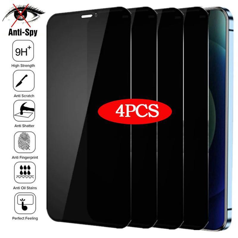 

4PCS Full Cover Privacy Tempered Glass For iPhone 11 12 13 14 15 16 17 PRO MAX Anti-Spy Screen Protectors For iPhone 14 XS Max XR 7 8 Plus For iPhone 16PLUS