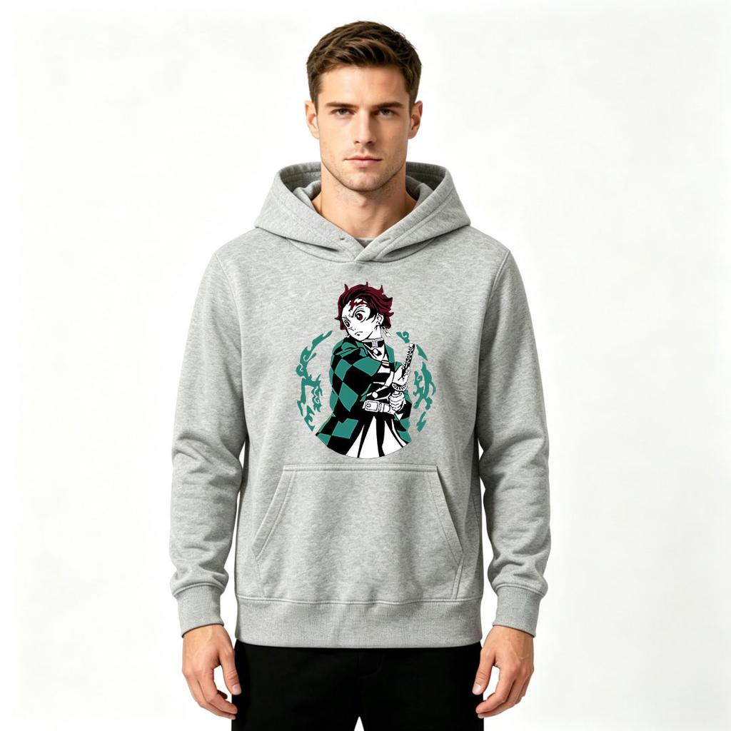 Anime Character Print Men Casual Long Sleeve Pullover Hoodie Comfy Streetwear Sweatshirt for Daily Wear