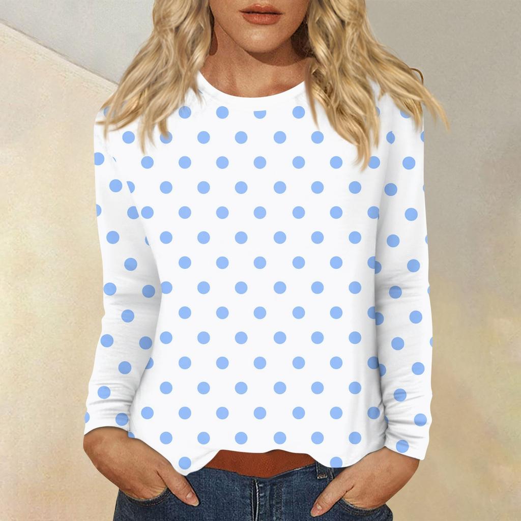 Damen Täglich Lässig Langärmlig Bedruckt O-Ausschnitt Oberteil