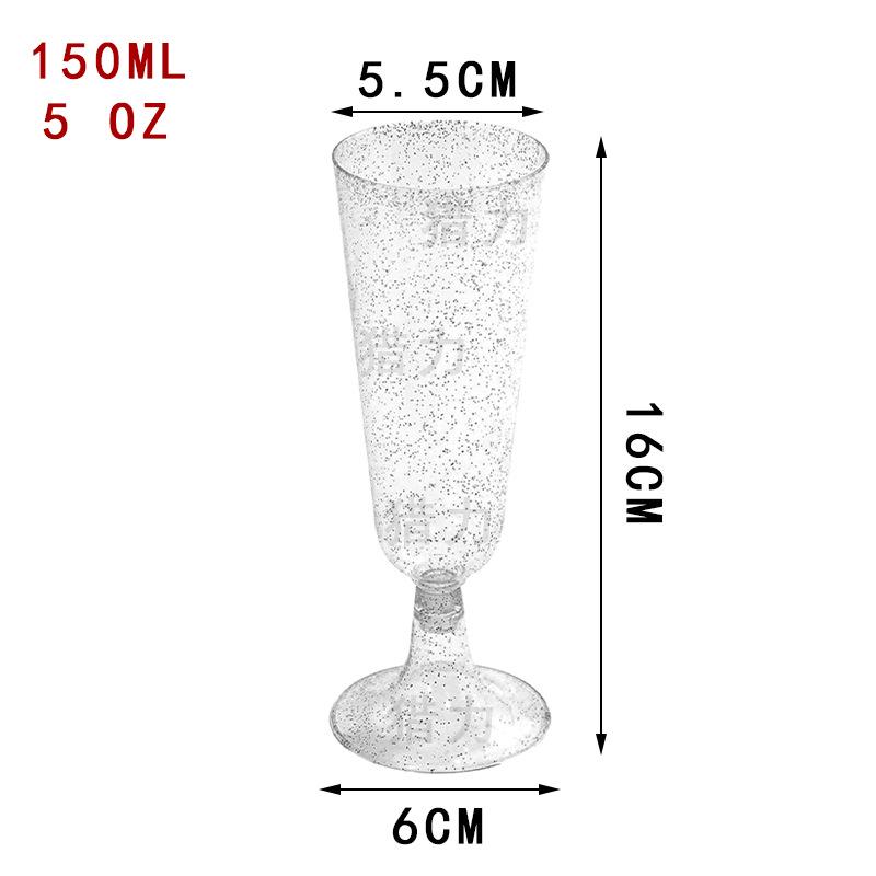 Detachable Red Wine Dessert Cup with High Stem - Disposable Plastic Champagne Flute for Weddings or Pudding Mousse.