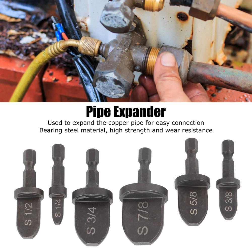 6 PCS Soft Copper Tubing HVAC Swaging Tool Swage Expander Drill Bit  Air Conditioner Installation