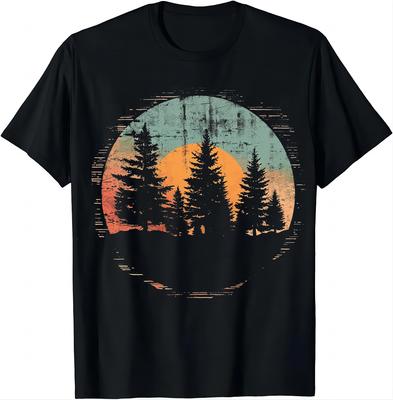 Treelined Sunset Tee  Peaceful View Shirts  Graphic T Shirts Men Clothing Tops Camisetas Streetwear Vintage T Shirt