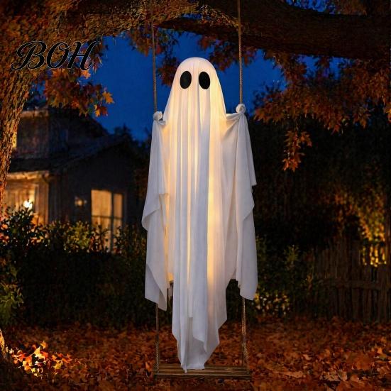 Weiche Geisterfigur für Schaufenster Große Hängeschaukel Halloween-Dekoration mit Fernbedienung und Schnur Wasserdichtes Gewebe Hof Baumlicht,