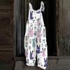 Women's Jumpsuit Christmas Print Casual Loose Vintage Shoulder Strap Cotton Linen
