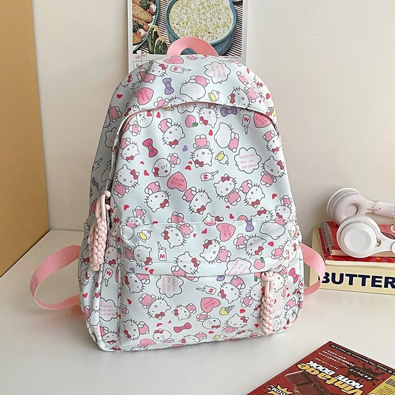 

Homemade Sweet and Cute Kitten Printed School Bag for Girls Junior High School Students Large Capacity Girls College Backpack розовый