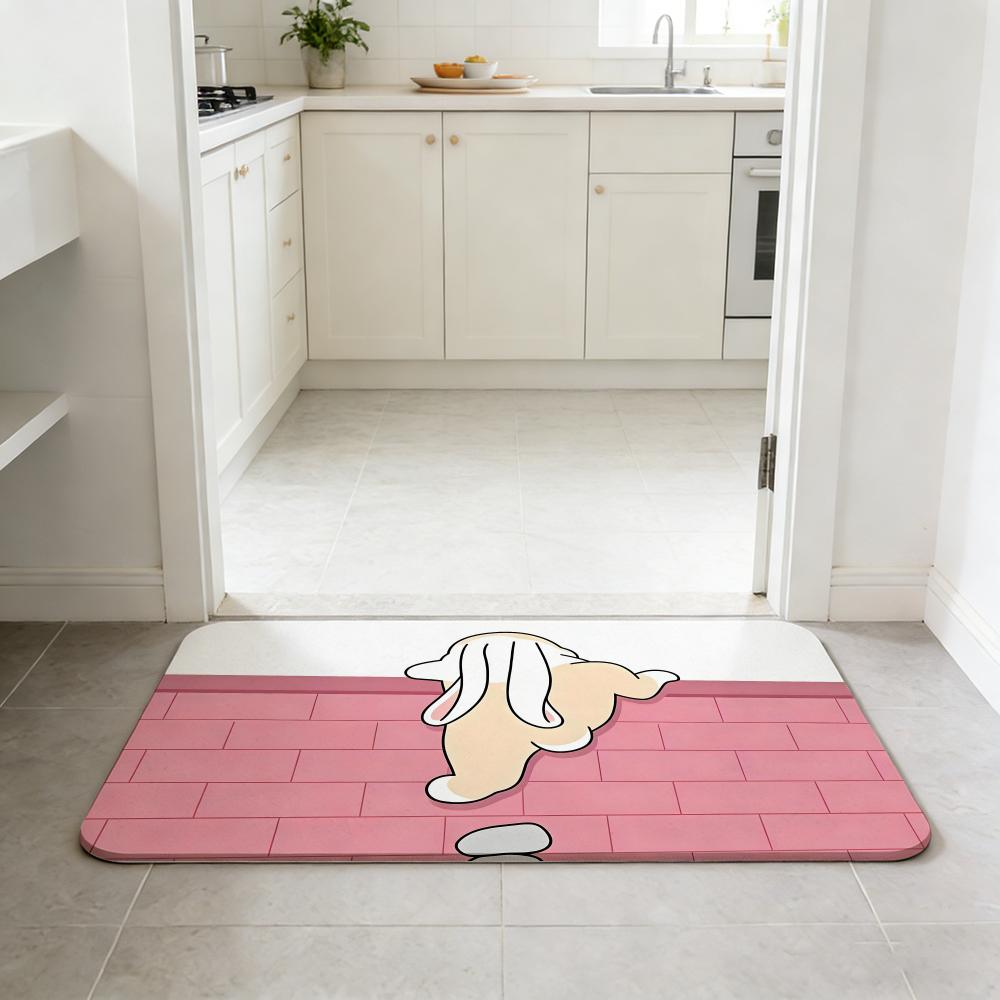 Design G-General Cute Animal Butt Theme Floor Mat Non-slip Quick-dry Diatomaceous Earth Bath Mat, Absorbent Doormat