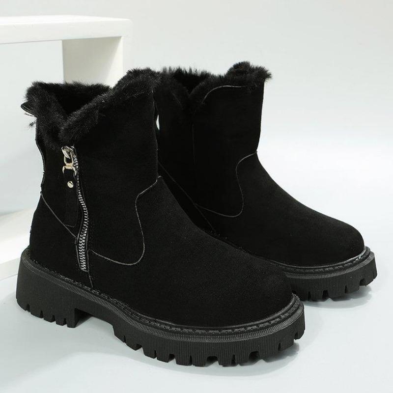 Snow Boots Women's Trend 2024 Winter New Style Mid-tube Plus Velvet Thick Warm Cotton Shoes Fur Integrated Winter Women's Boots