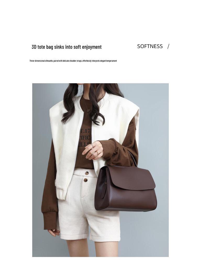 Versatile Women's Genuine Leather Crossbody Bag - Large Capacity, Popular Autumn/Winter Handbag