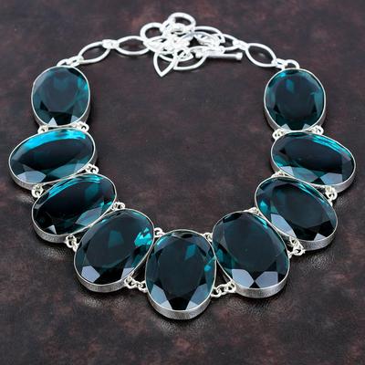 Faceted Indicolite Necklace 925 Sterling Silver Necklace Adjustable Chain Gemstone Necklace Gift For Her Stylish Jewelry Handmade Necklaces