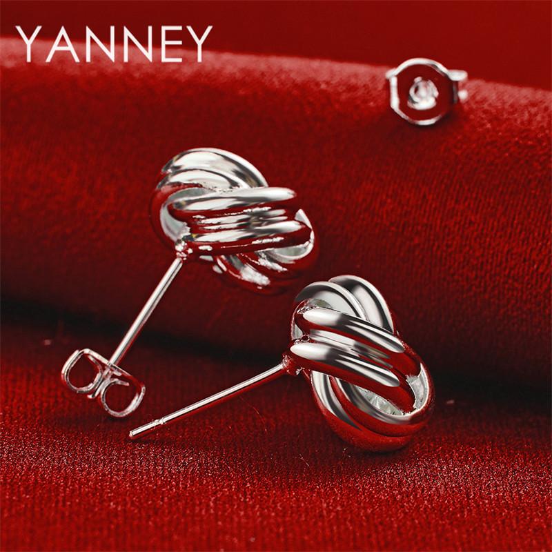 Stylish 925 Sterling Silver Delicate Braided Knotted Round Women's Earrings - Engagement Jewelry Party Accessories