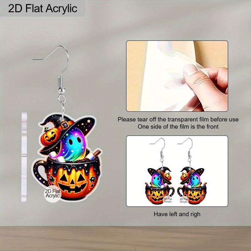Gothic Pumpkin Cup Colorful Ghost Acrylic Earrings for Women Exquisite Star Pumpkin Earrings Halloween Earrings Holiday Gifts