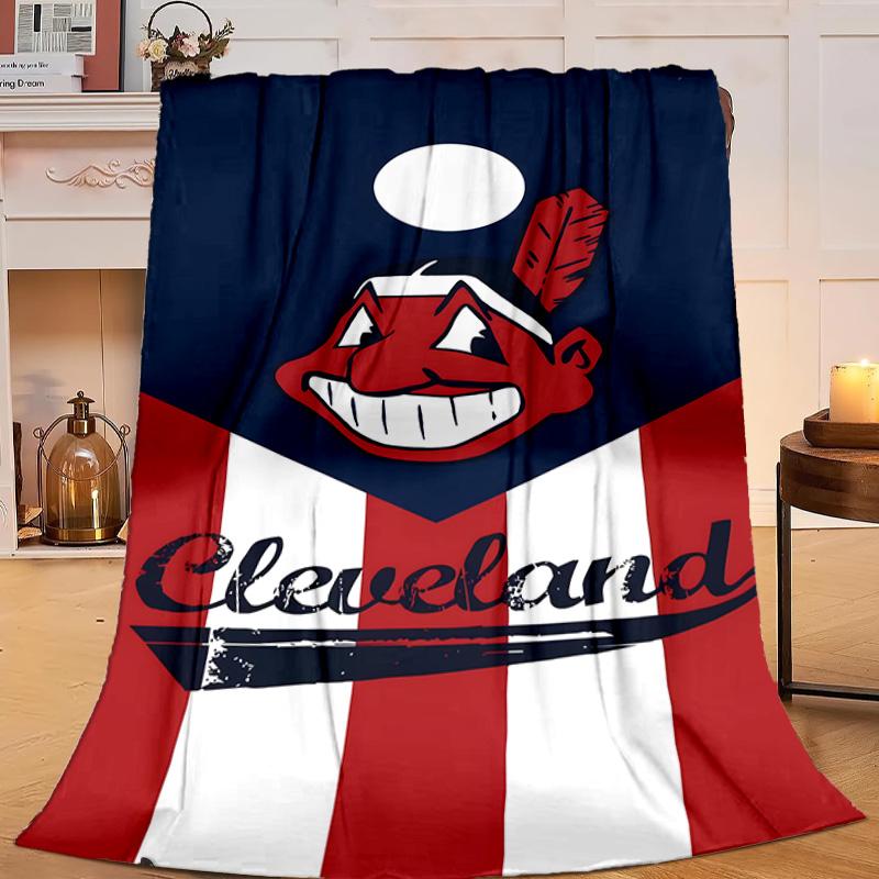 Cleveland Chief Symbol Blanket Flannel Throw for Sofa, Travel, Camping, Livingroom, Office, Chair and Bed Soft and Warm Holiday Gifts
