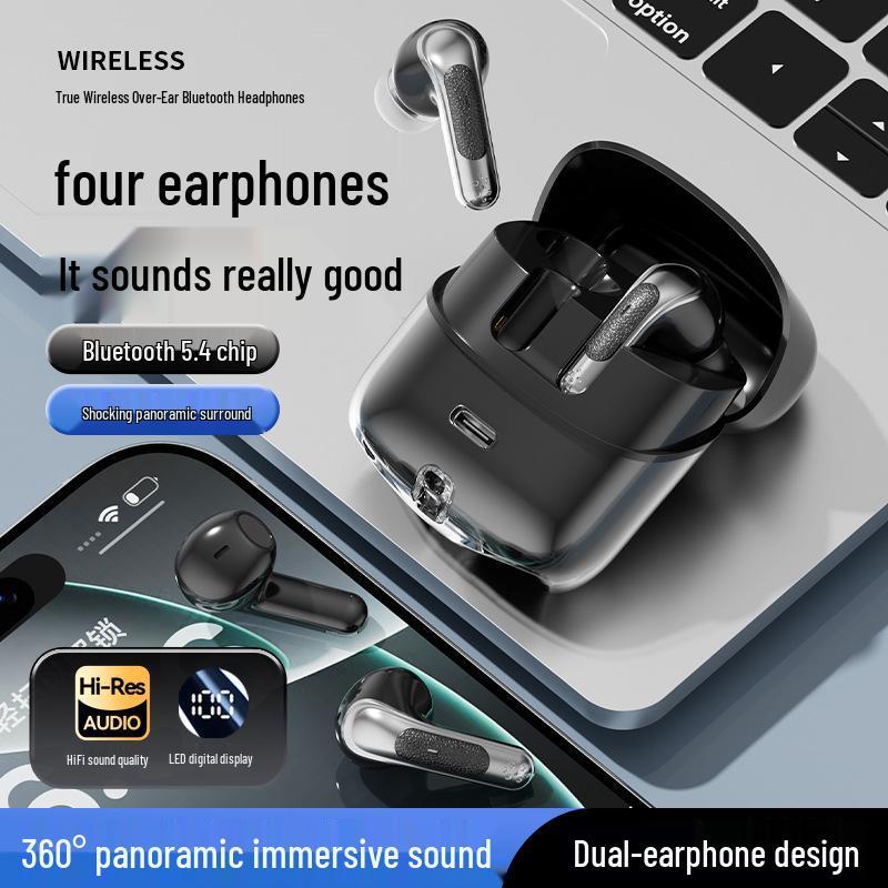 Q76 Dual In-ear Wireless Bluetooth Headset - Long Battery Life, High Sound Quality, Four-in-One Design