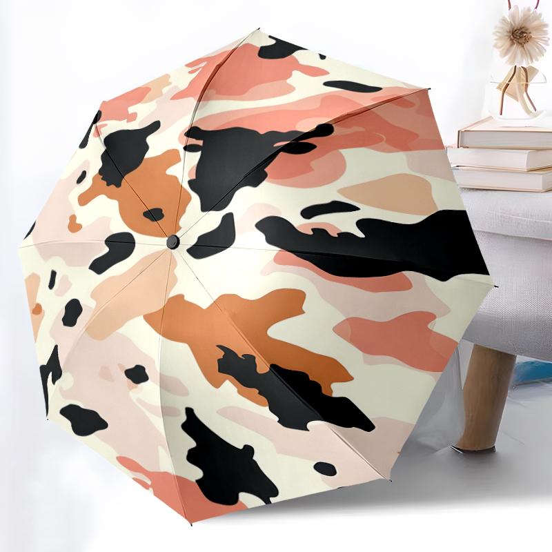 1 pièce Parapluie Automatique Robuste à 8 Baleines, Parapluie Vintage à Imprimé Vache, Imprimé Numérique, Parapluie Pliable pour Utilisation Extérieure en Déplacement