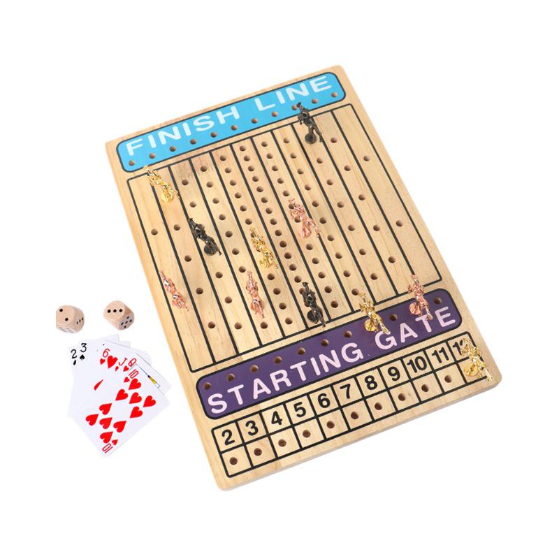 Solid Wood Horse Racing Board Game for Kids – Educational Wooden Toy