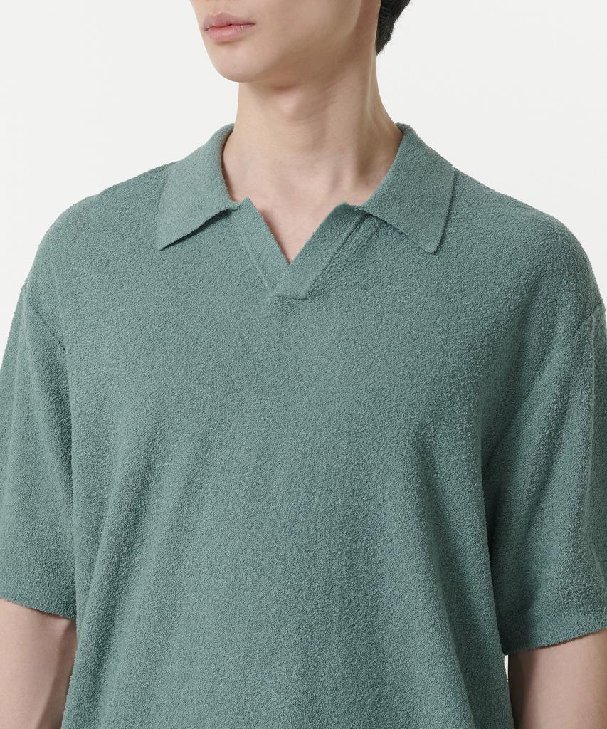 MUSINSA STANDARD Boucle Slit Neck Knitted Polo Shirt [Dusty Mint]