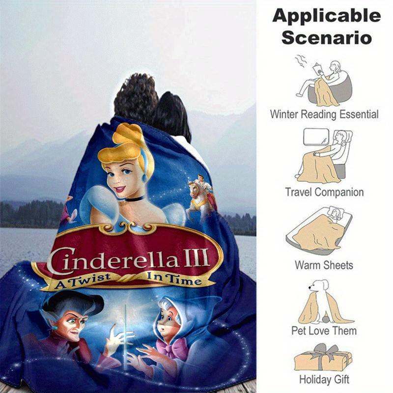 1pc Cinderella Printing Blanket - Soft, All-Season Throw for Office Blanket,Personalized Gift with Adorable Cartoon Design