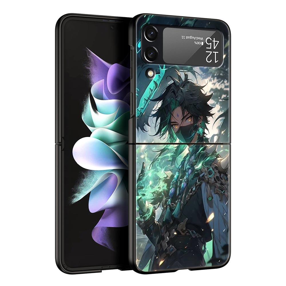 Genshin impact dragon Zhongli Case for Samsung Z Flip 3 4 5 Folding Mobile Shell For Samsung Z Flip3 Flip4 Flip5 PC Hard Cover