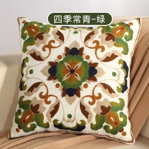 Cotton Ethnic Style Embroidery Pillow Case Car Pillow Cover Sofa Large Cushion Cover 45x45cm Luxury Pillow Case