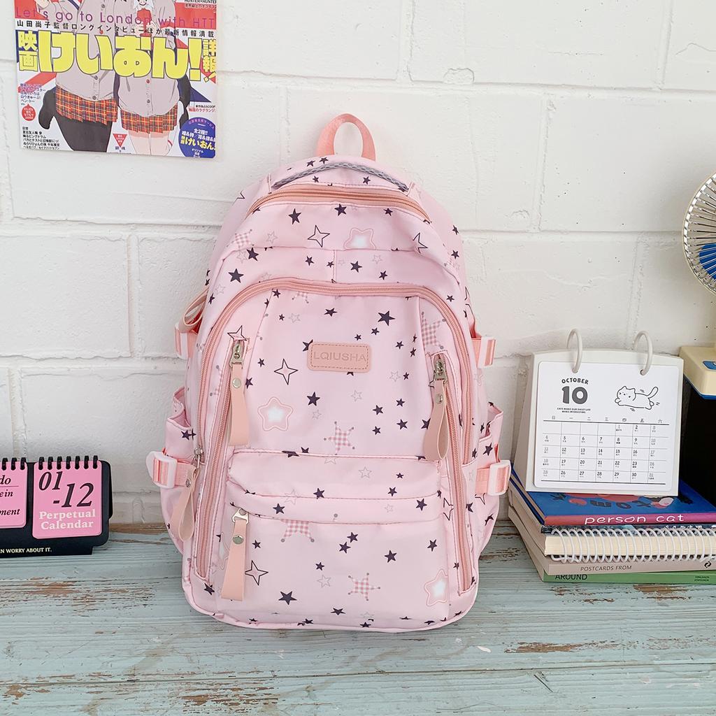 Schulrucksack Last reduzieren Mittelschüler Schulrucksack Mädchen Oberstufe College-Student Große Kapazität Sternenrucksack Leicht 11 Zoll