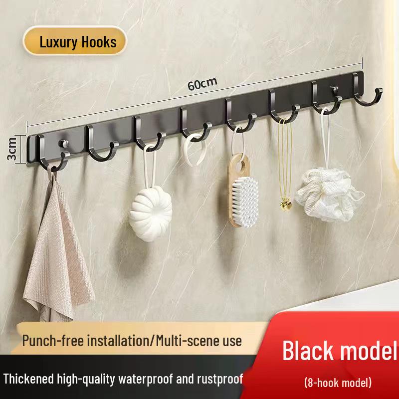 Adhesive Space Aluminum Hook for Bathroom & Kitchen - Punch-Free Coat & Clothes Hanger 