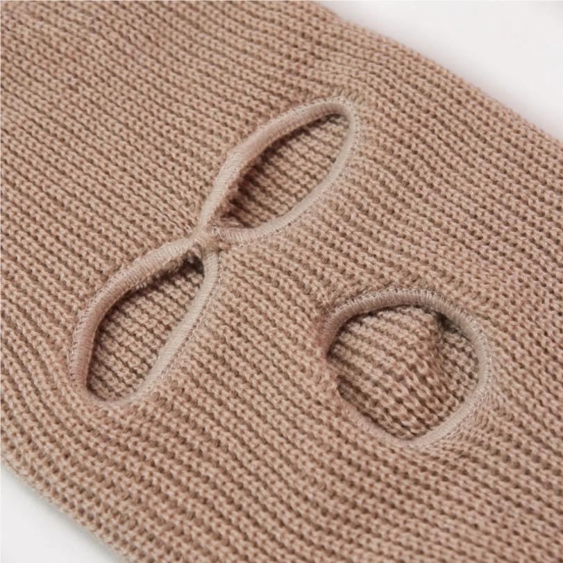 Motorcycle Windproof Full Face Knit Hats Custom SkiMask Men Warm Wool Balaclava Embroidery Winter Hats Knitted 3 Holes Ski Mask
