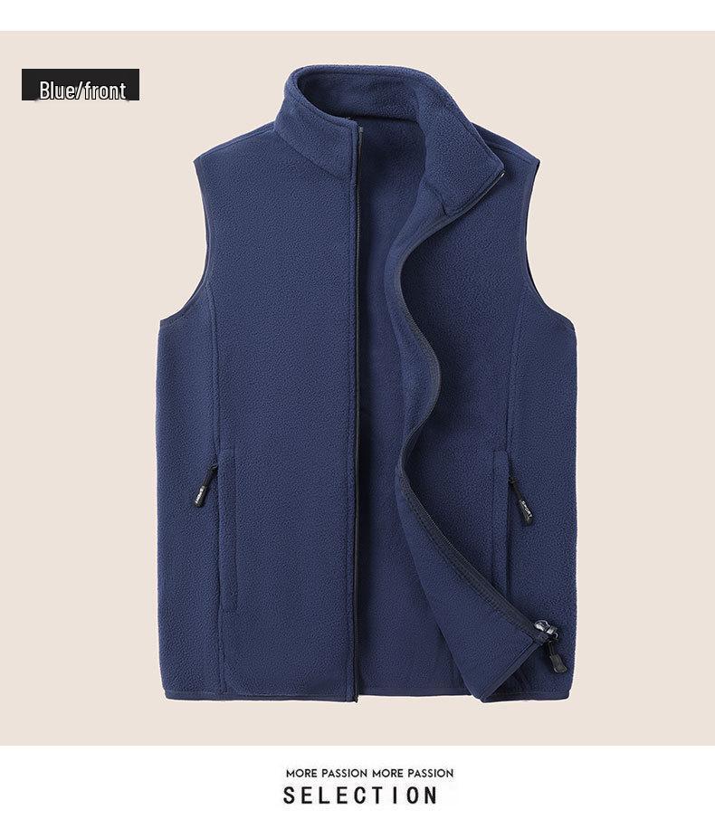 Men's Plus Size Fleece Vest - Sleeveless Outdoor Jacket for Spring & Autumn