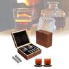 Luxurious Brown Granite Whisky Glasses Set With Whiskey Stones And Wooden Box