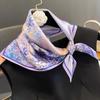 Women's Retro Fashion Mulberry Silk Feel Square Scarf - Summer Faux Satin, Sun Protection, 90cm