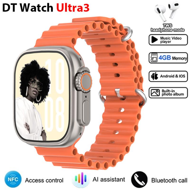DT Ultra 3 Smartwatch Amoled-skärm 4GB MP3 MP4-spelare Bluetooth Nätverksdelning App Store ChatGPT Smart AI-klocka Man Sportklocka