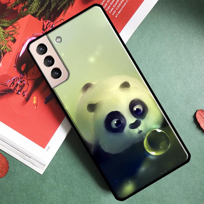 Cute Cartoon Panda Phone Case For Samsung Galaxy S24 Ultra S9 S10 S20 S21 S22 S23 S25 Plus S24 FE Back Cover