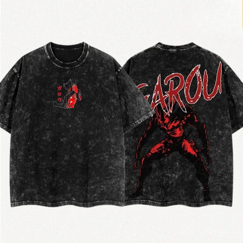 

Manga One-Punch Man Graphic T-shirt Garou Print Vintage Washed Oversized T Shirt Men Women Clothing Cotton Short Sleeve Tees Top XXL