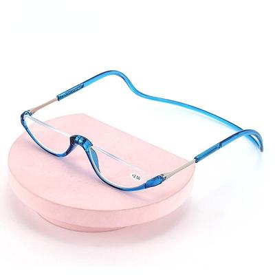 Módní skládací polorámové magnetické brýle na čtení Muži a ženy Magnetické brýle pro dalekozraky se závěsným krkem Kovové brýle na čtení +1 + 3