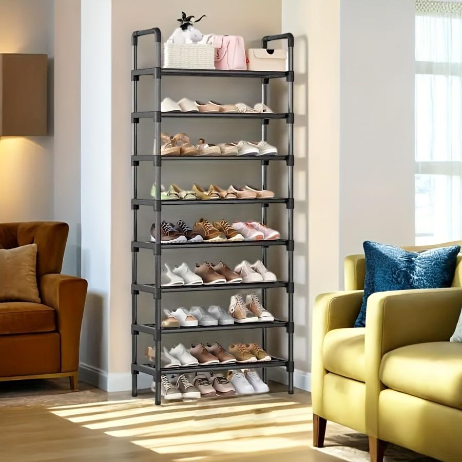 1pc Simple Shoe Rack, Multi-layer Folding Shoe Cabinet Economical Home Bedroom Metal Black Rack Shoe Rack