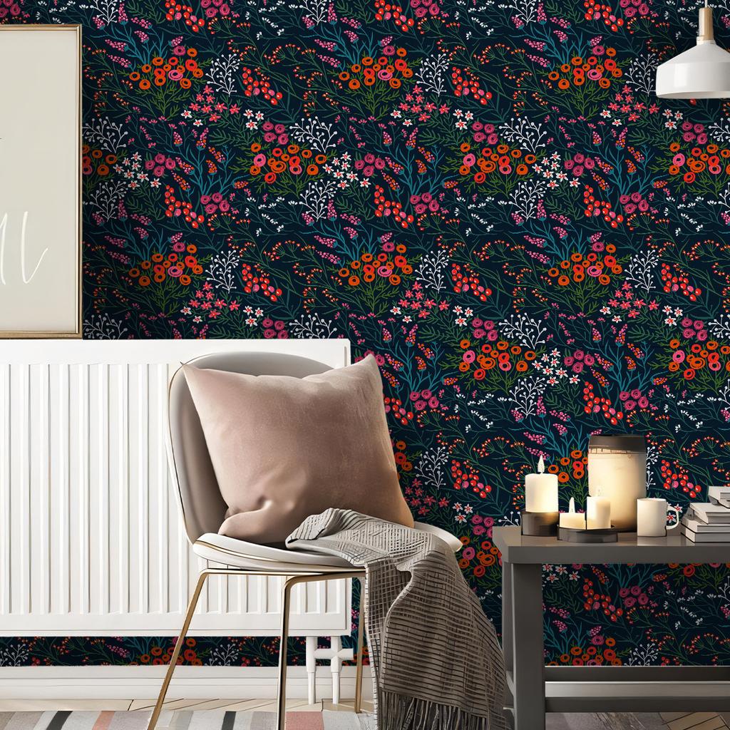 Thickened Wallpaper Self-Adhesive High-End Wall Decoration Flower Green Plant Wall Sticker Room Decoration