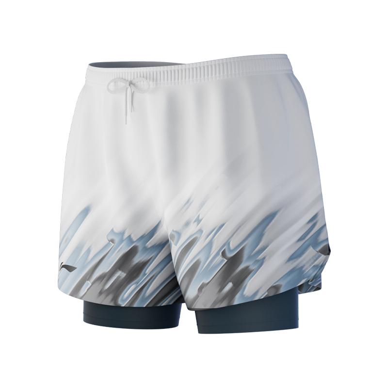 Li Ning Swimming Shorts Men s White Blue LNKW020-1 XL