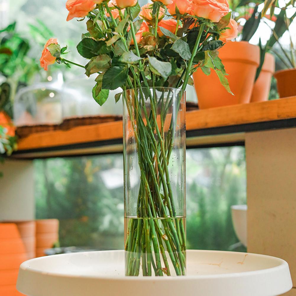 Flower Vase Elegant Cylinder Flower Vase for Wedding Party Centerpiece Dining Table Decor Transparent Hydroponic for Plants