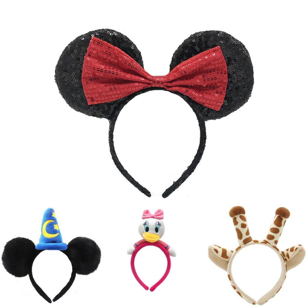 Cartoon Minnie Mickey Ear Headband For Adults And Children Cute And Sparkly Butterfly Bow Hair Accessories