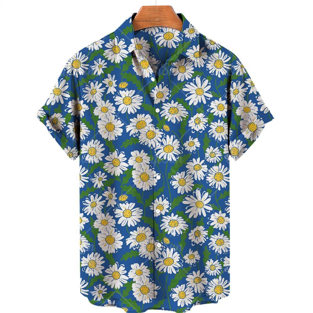 Oversized Shirt Hawaiian Beach Holiday Flower Painting Pattern Summer Casual Man Top Breathable Mens Design Clothing New
