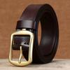 3,3CM Čistá hovězí kůže Pravá kůže pro Pánské Vysoce kvalitní Džíny Mosazná přezka Pásky Kovbojský pas Pánská Módní Značka Návrháře