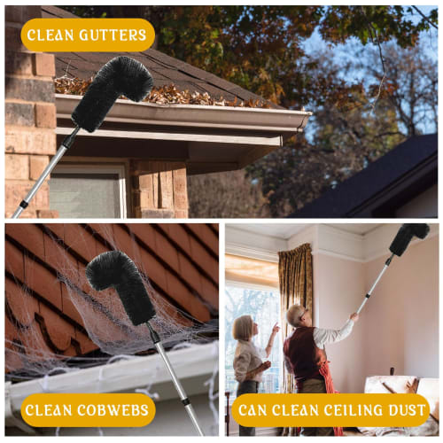 10.1ft Gutter Cleaning Brush, Gutter Cleaning Tool, Roofing Guard Cleaner Tool with Telescoping Extension Pole, Easily Remove Leaves and Debris from t