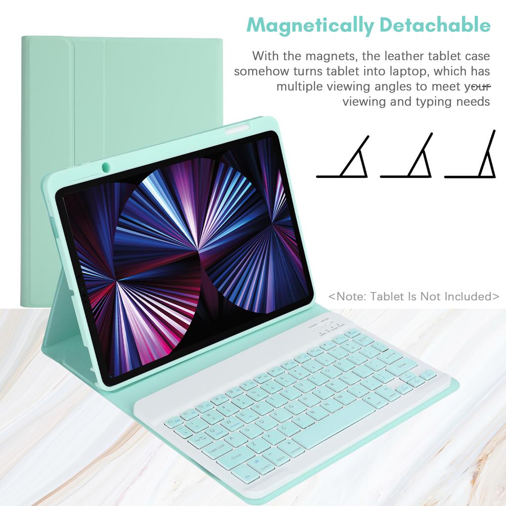 Kabellose BT-Tastatur, USB-Tastatur mit PU-Leder-Schutzhülle für Tablet, kompatibel mit iPad Air